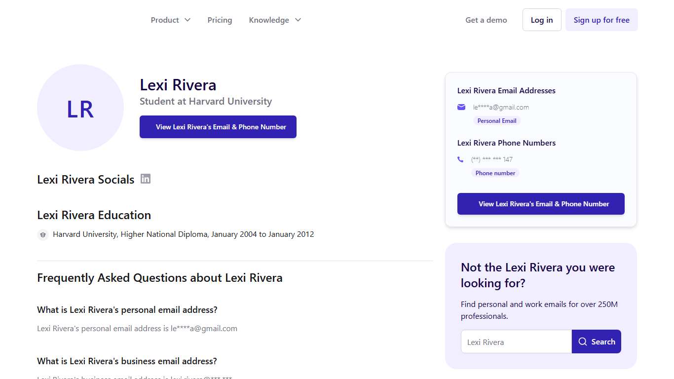 Lexi Rivera Email & Phone Number | Student at Harvard University - ContactOut
